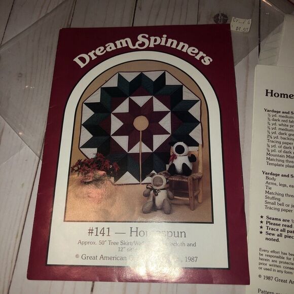 Dream spinners #141 Pattern homespun 50" wall hanging 12" lamb QUILTING Uncut - Picture 1 of 4